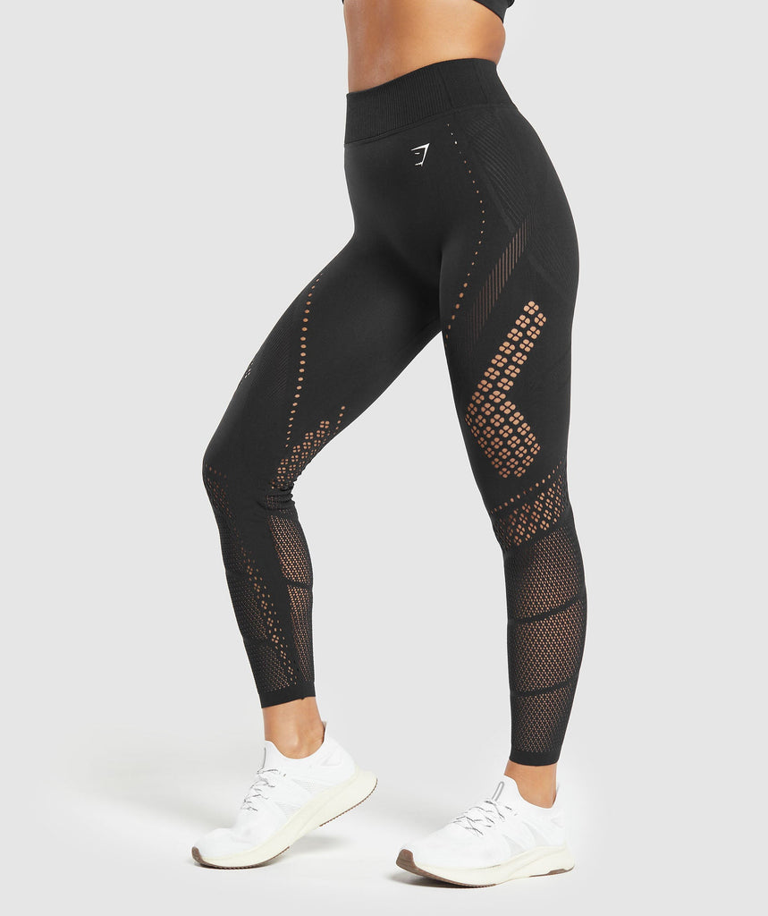 Gymshark Warp Knit Gradient Tights Black Gymshark