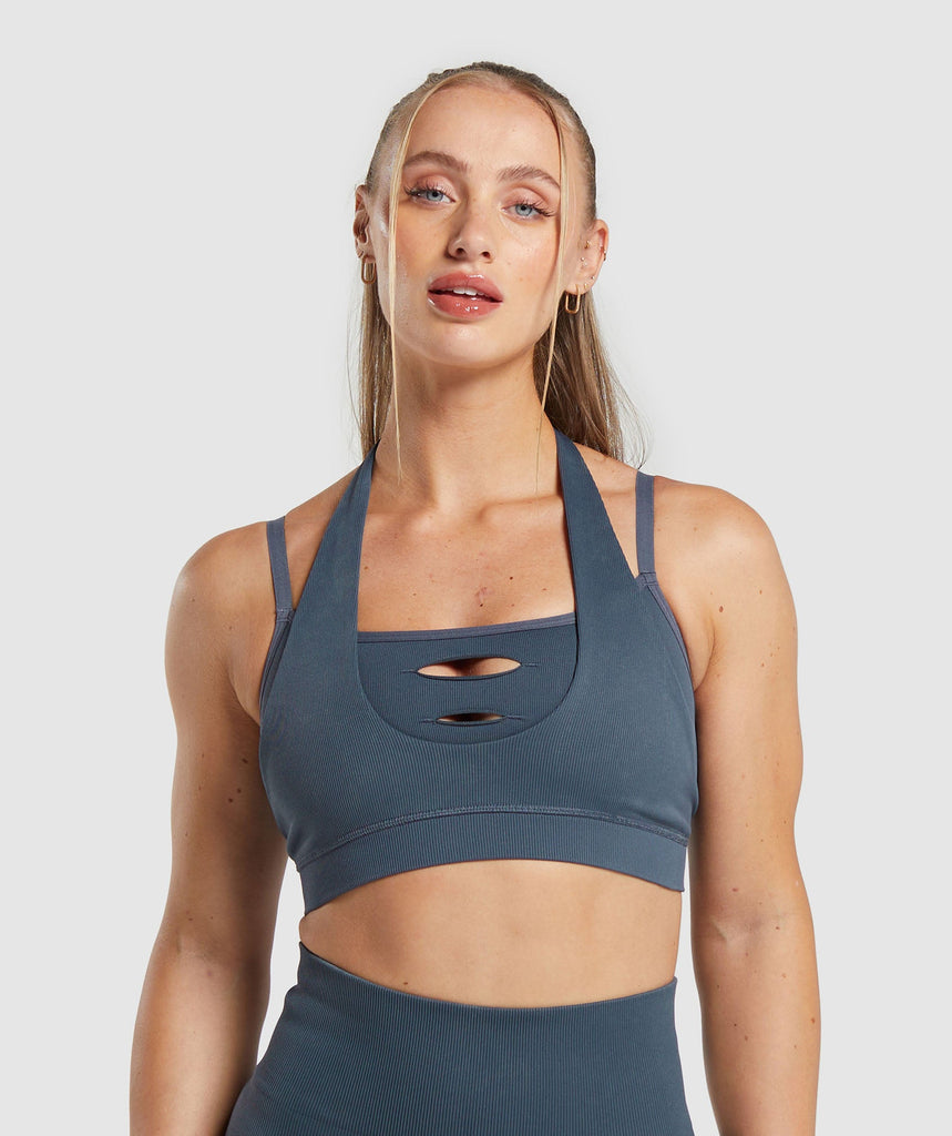 Gymshark Gains Seamless Bralette - Titanium Blue | Gymshark