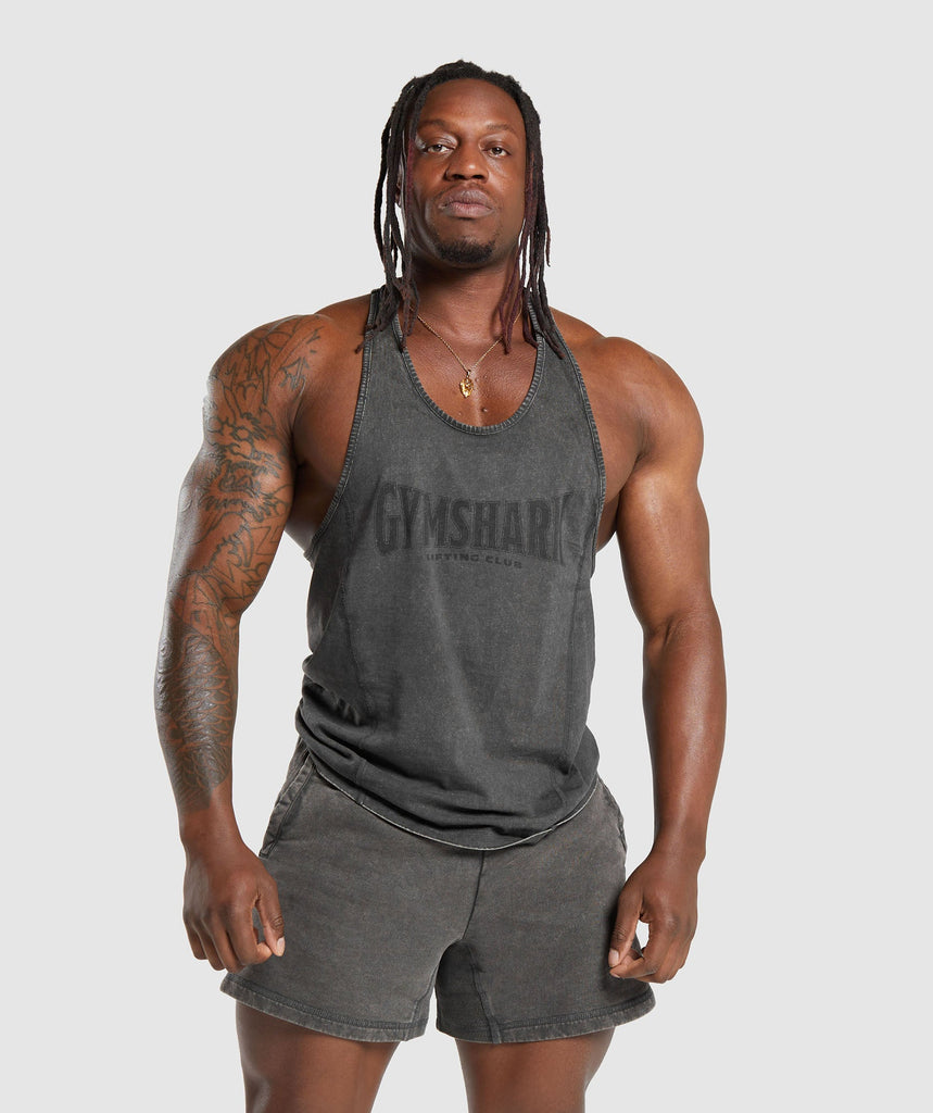 Gymshark Heritage Washed Stringer - Onyx Grey | Gymshark