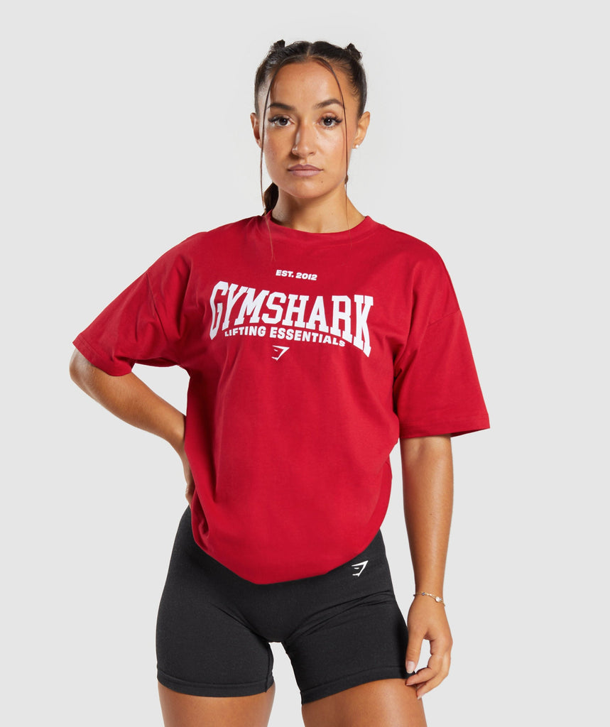 Gymshark Lifting Essentials Oversized T-Shirt - Carmine Red | Gymshark