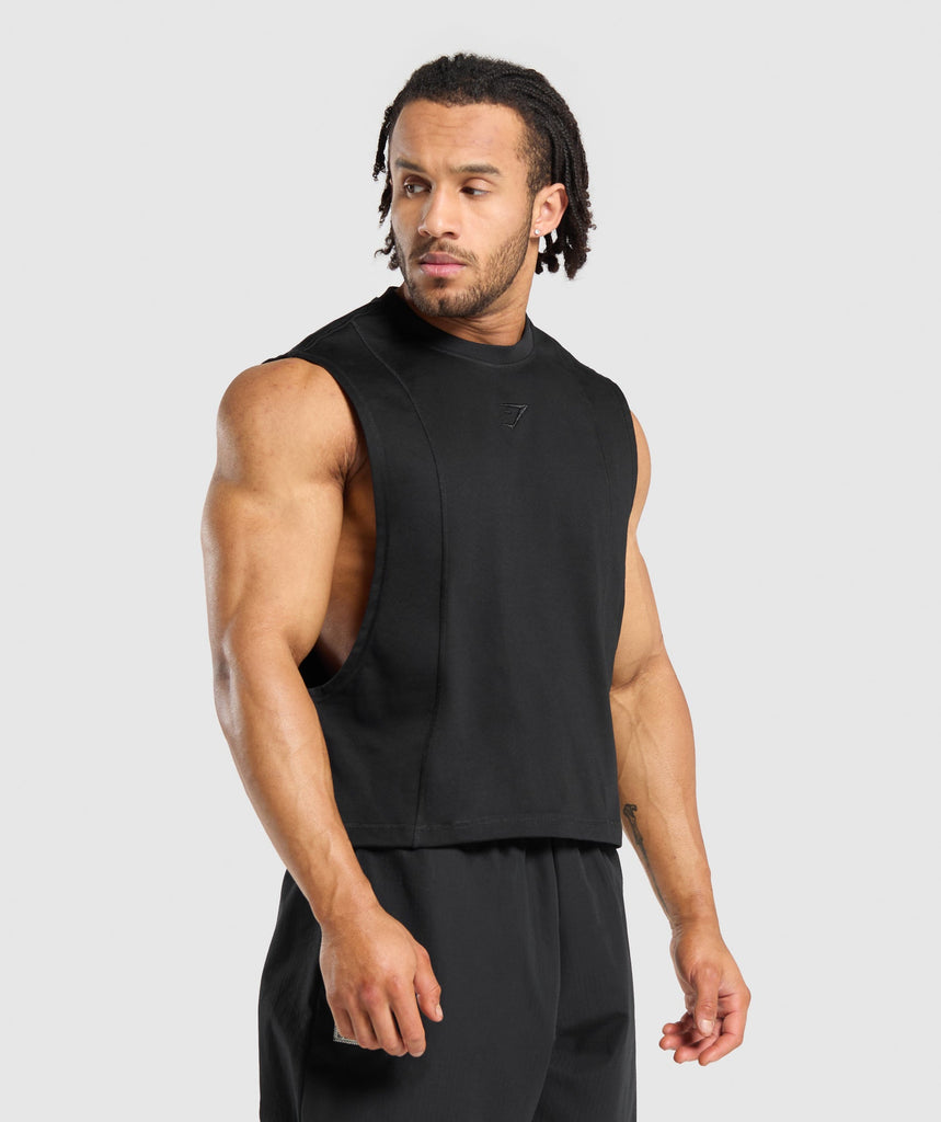 Gymshark Premium Lifting Boxy Cut Off Tank - Black | Gymshark