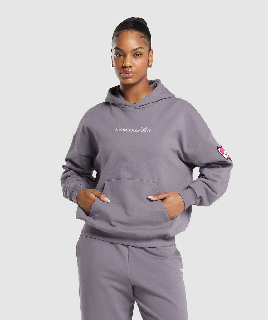 Gymshark Tattoo Oversized Hoodie - Fog Purple | Gymshark