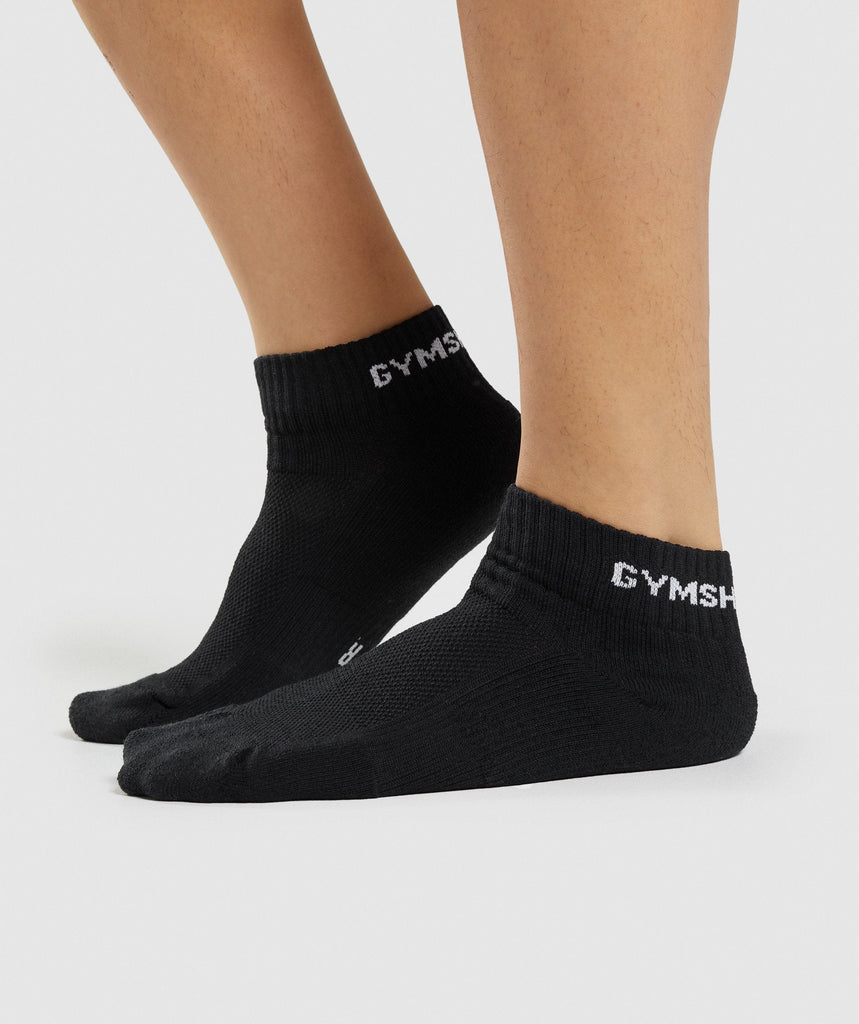 Gymshark Jacquard Quarter Socks 3pk - Black | Gymshark
