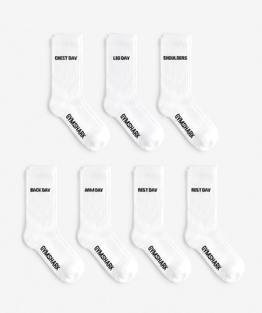 Gymshark Crew Socks 7pk White Gymshark